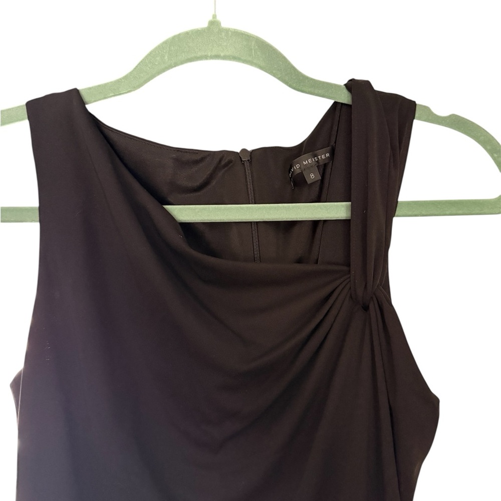 David Meister One Shoulder Black Dress
